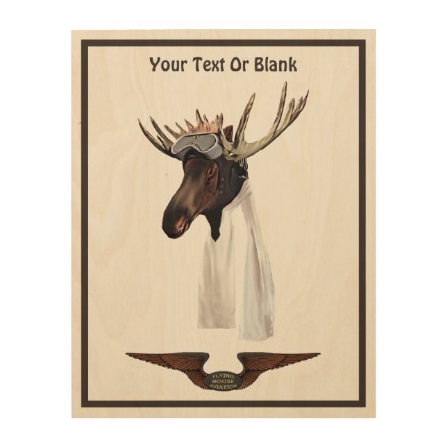 Flying Moose Aviation Pilot Wood Wall Art (Front)