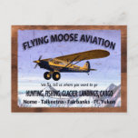 Flying Moose Aviation Sign Vintage Postcard