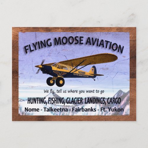 Flying Moose Aviation Sign Vintage Postcard