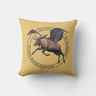 Flying Moose Aviation Throw Pillow