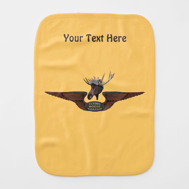 Flying Moose Aviation Wings Baby Burp Cloth (Front)