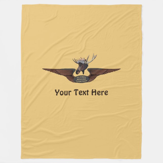 Flying Moose Aviation Wings Fleece Blanket (Front)