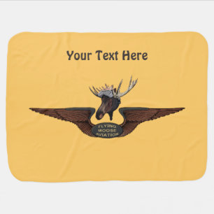 Flying Moose Aviation Wings Receiving Blanket