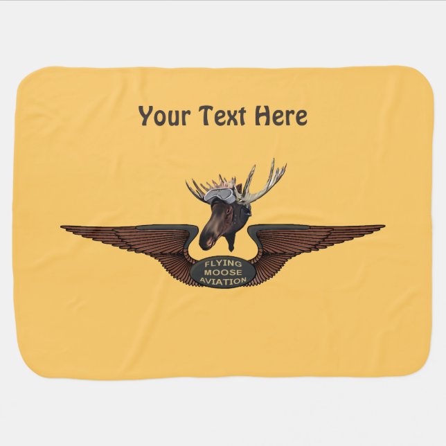 Flying Moose Aviation Wings Receiving Blanket (Horizontal)