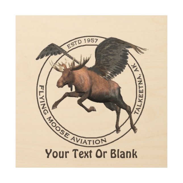 Flying Moose Aviation Wood Wall Decor (Front)