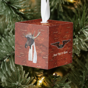 Flying Moose Bush Pilot Cube Ornament