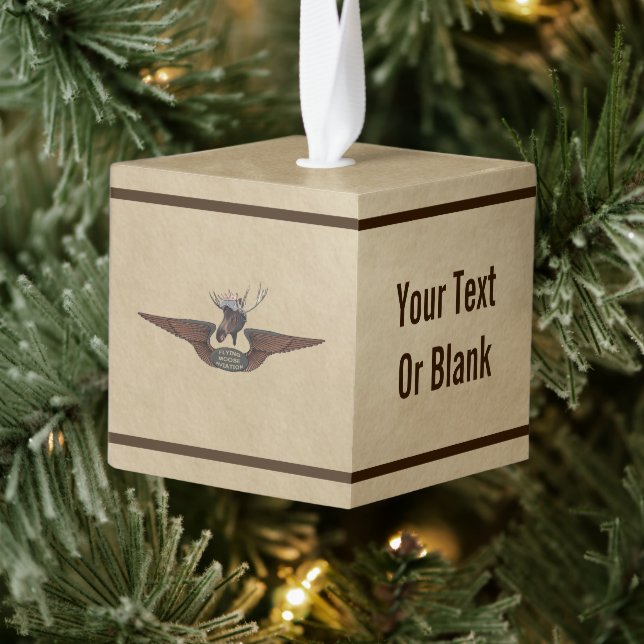 Flying Moose Bush Pilot Wings Cube Ornament (Tree)