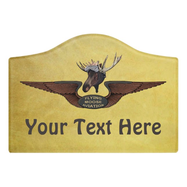 Flying Moose Bush Pilot Wings Door Sign (Small Crest Front)