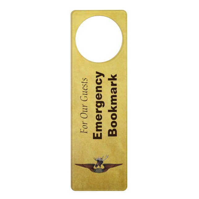 Flying Moose Bush Pilot Wings Emergency Bookmark Door Hanger (Front)