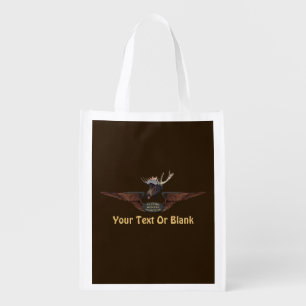 Flying Moose Bush Pilot Wings Grocery Bag