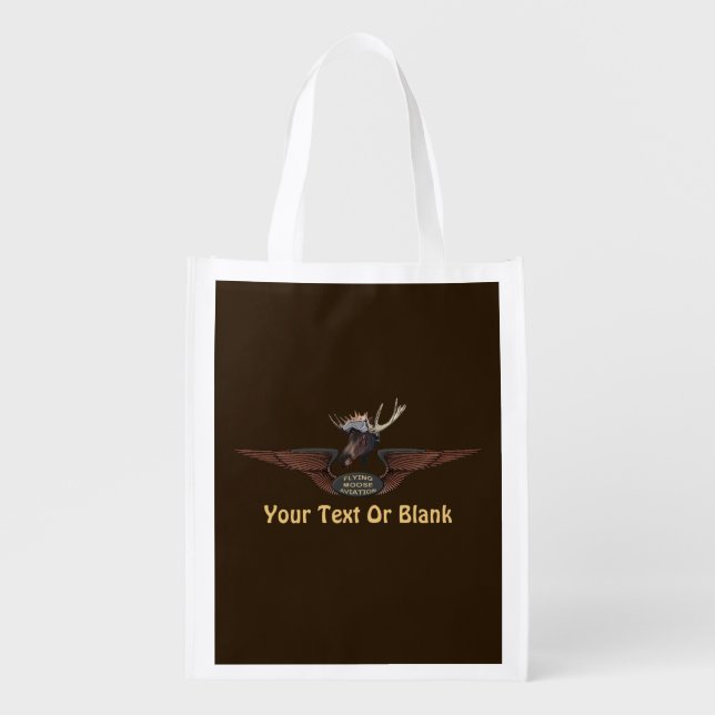 Flying Moose Bush Pilot Wings Grocery Bag (Front)