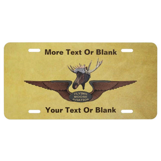 Flying Moose Bush Pilot Wings License Plate (Front)