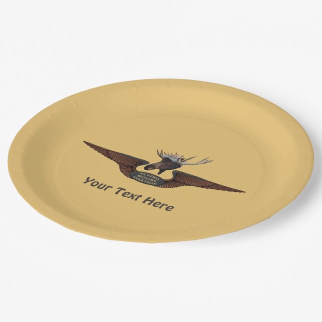 Flying Moose Bush Pilot Wings Paper Plates (Angled)