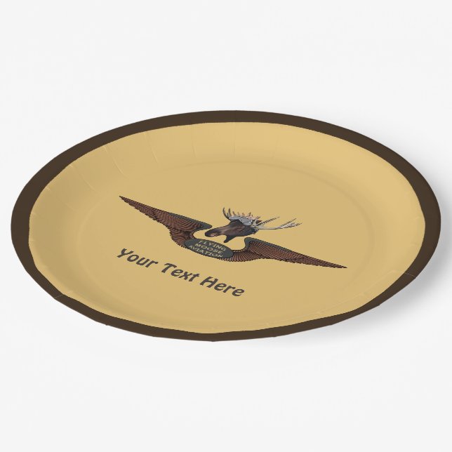 Flying Moose Bush Pilot Wings Paper Plates (Angled)