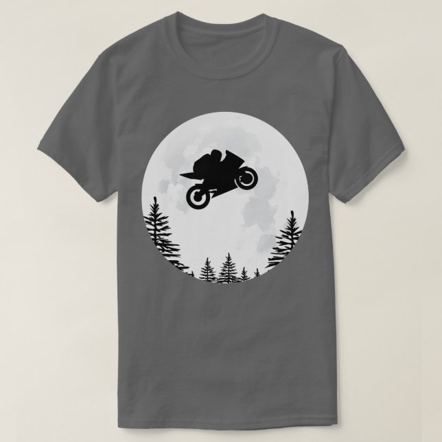 Flying Moto GP Motorbike Over the Moon  T-Shirt (Design Front)