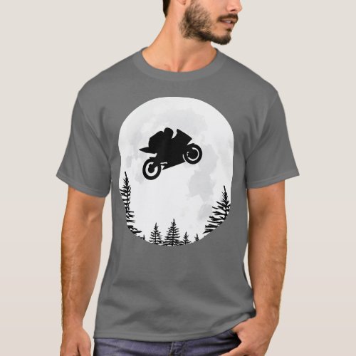 Flying Moto GP Motorbike Over the Moon  T_Shirt