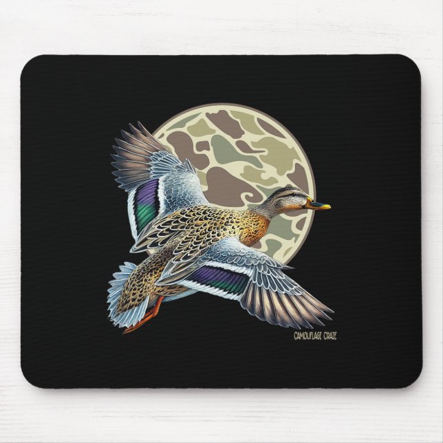 Flying Mottled Duck Camouflage Camo Duck Hunting C Mouse Pad (Front)