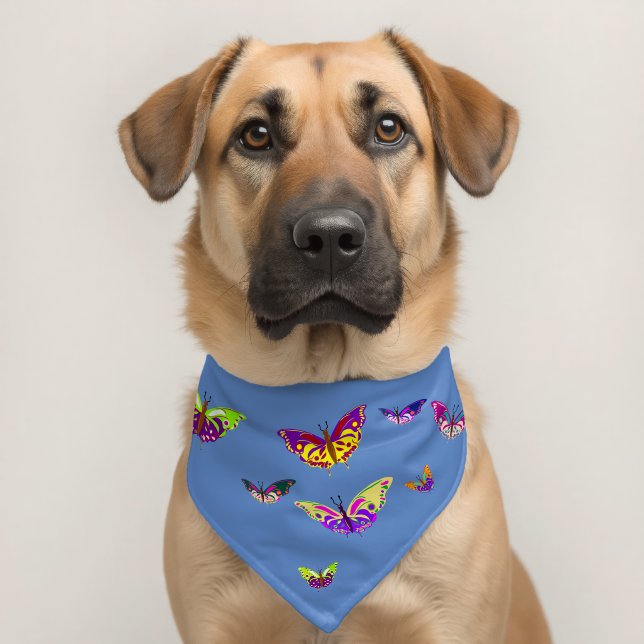 Flying multicolored butterflies  pet bandana collar (Dog 2)