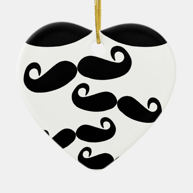 flying mustache ceramic ornament (Front)