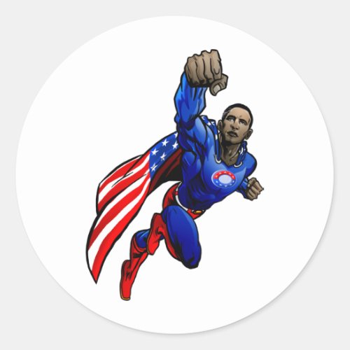 Flying Obama Classic Round Sticker