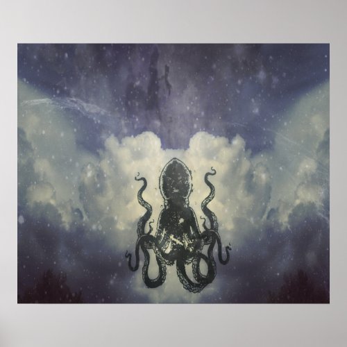 Flying Octopus Poster