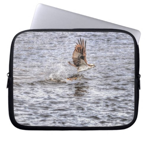 Flying Osprey  Fish HDR Wildlife Photo Gift Laptop Sleeve