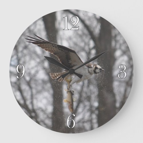 Flying Osprey  Fish Wildlife Photo Scene Large Clock