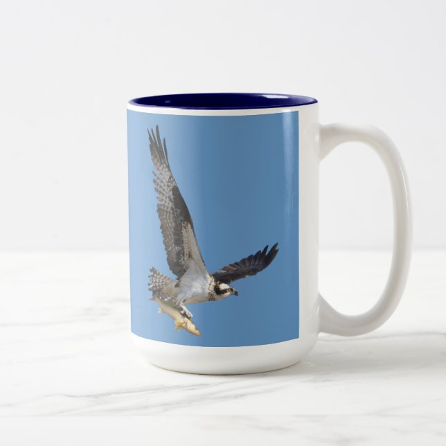 Flying Osprey & Fish Wildlife Photography Two-Tone Coffee Mug (Right)