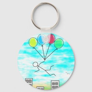 Flying Over The City with Balloons Keychain