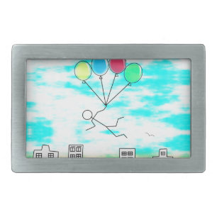 Flying Over The City With Balloons Rectangular Belt Buckle