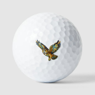 Flying Owl Abstract Colorful Brushstroke Art Golf Balls