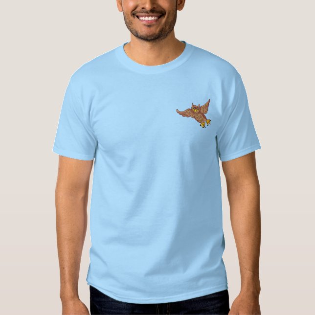 Flying Owl Embroidered T-Shirt (Front)