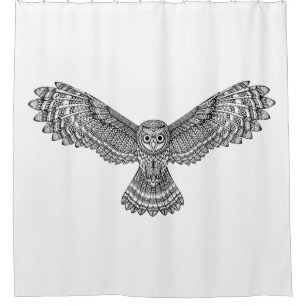Flying Owl Zendoodle Shower Curtain