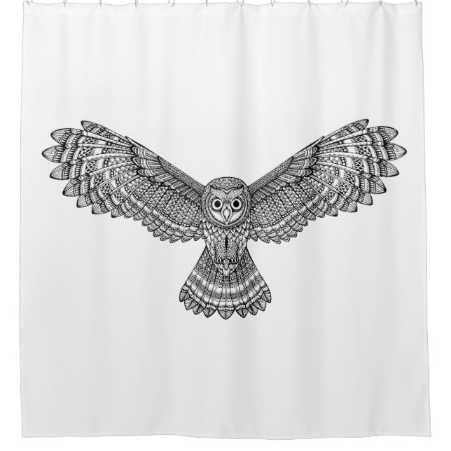 Flying Owl Zendoodle Shower Curtain (Front)