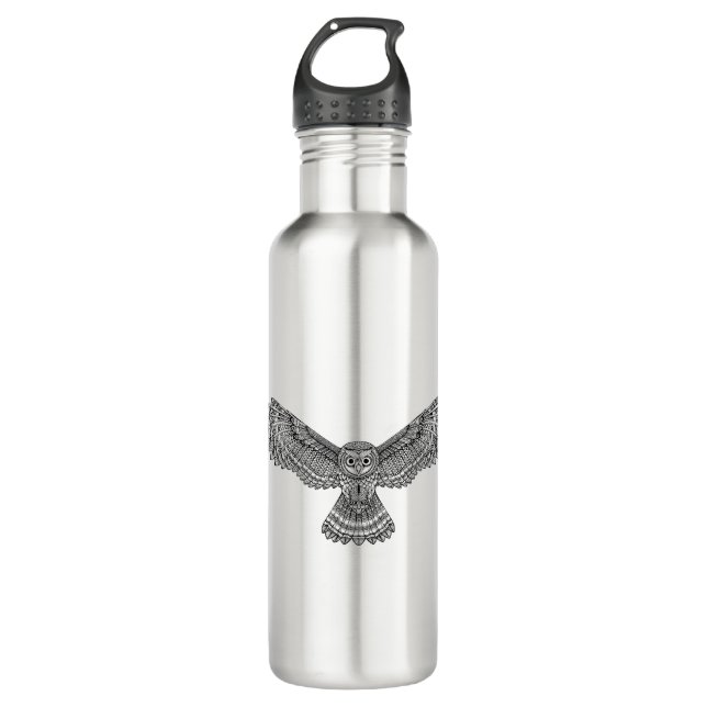 Flying Owl Zendoodle Stainless Steel Water Bottle (Front)