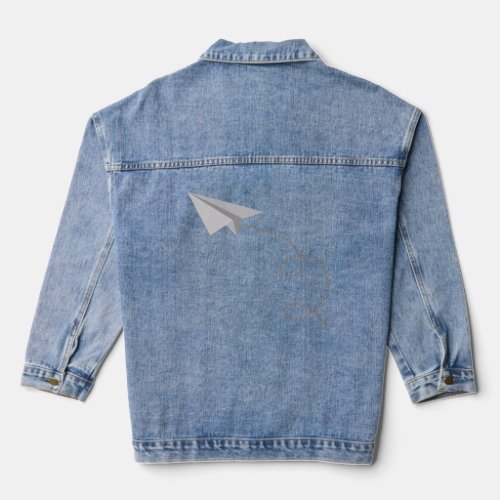 Flying Paper Airplane Awesome Paper Plane  Denim Jacket