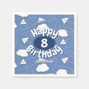 flying paper airplanes boy or girl birthday napkins