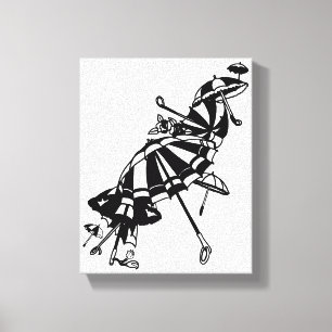 flying Parasols Umbrellas Ink art Illustration Canvas Print
