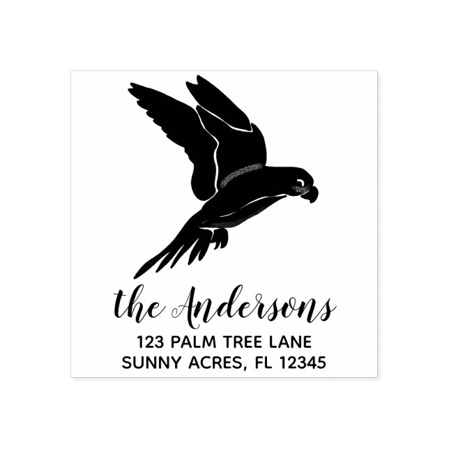 Flying Parrot Custom Return Address Rubber Stamp (Imprint)