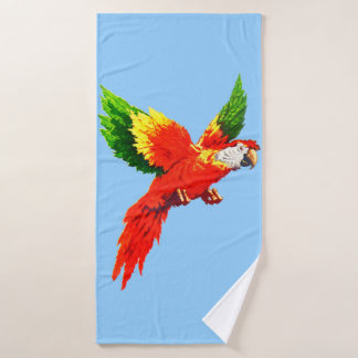 flying parrot print bath towel set