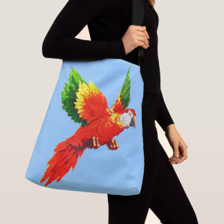 flying parrot print crossbody bag