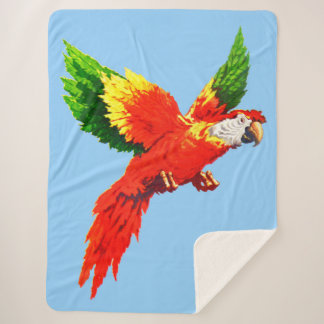 flying parrot print sherpa blanket