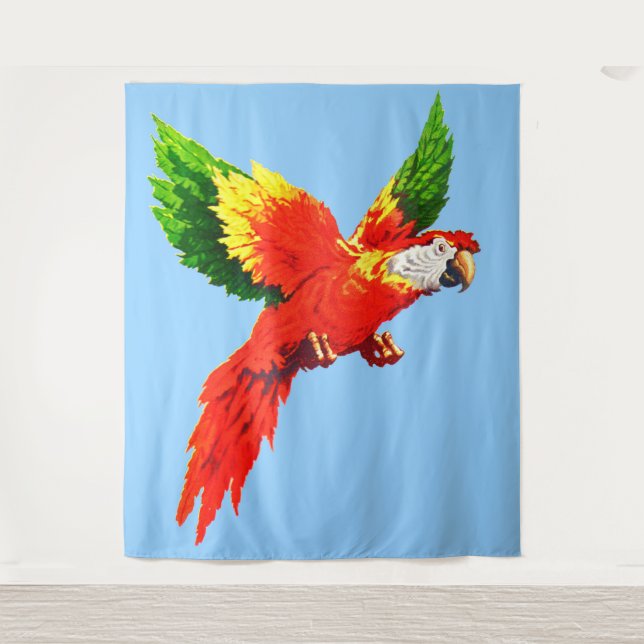 flying parrot print tapestry (Front)