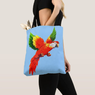 flying parrot print tote bag