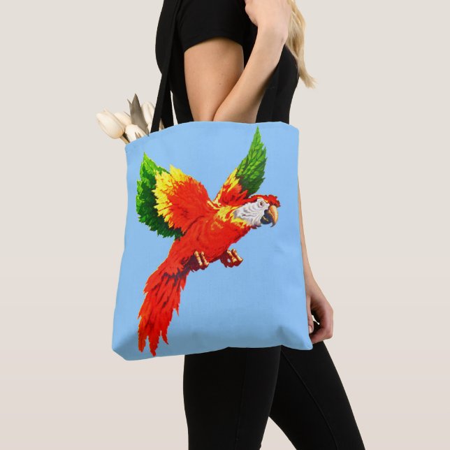 flying parrot print tote bag (Close Up)