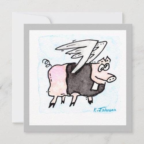 Flying Pastor Pig Greeting Card