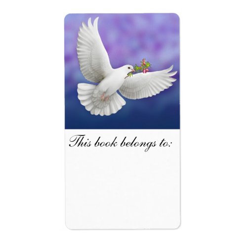 Flying Peace Dove Bookplate
