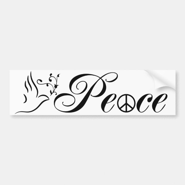 Flying Peace Dove Olive Branch White Background Bumper Sticker (Front)