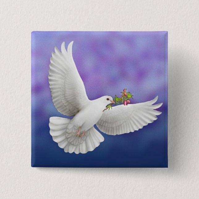Flying Peace Dove Pinback Button (Front)