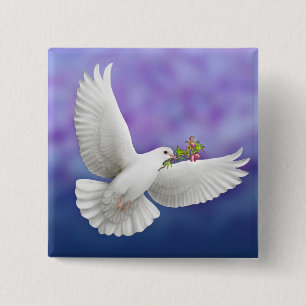Flying Peace Dove Pinback Button